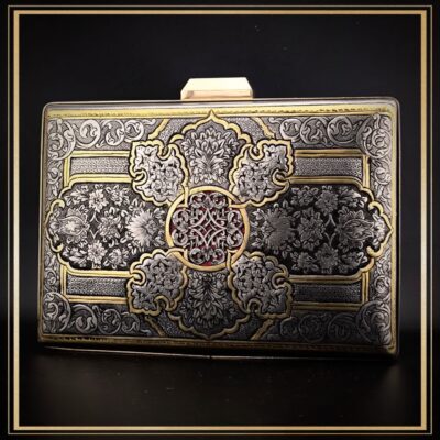 کیف مجلسی زنانه قلمزنی و مشبک شده با دست مدل چهارباغ یک اثر هنری شیک و خاص مناسب هدیه