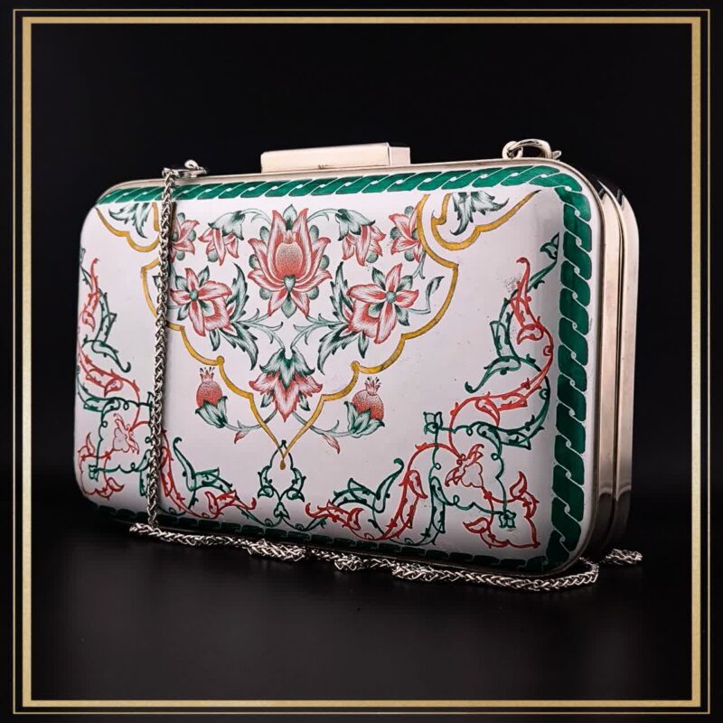 کیف مجلسی و دستی زنانه آراسته شده با هنر میناکاری مدل تهران