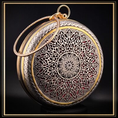 کیف دایره ای قلمزنی و مشبک کاری شده مدل قیصریه یک کیف گرد جذاب و خاص