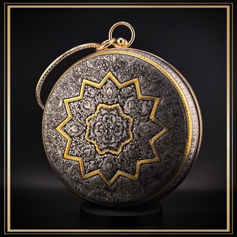 کیف گرد گنبدی مدل زاگرس یک کیف دایره ای قلمزنی شده کیف دستی زنانه و دخترانه