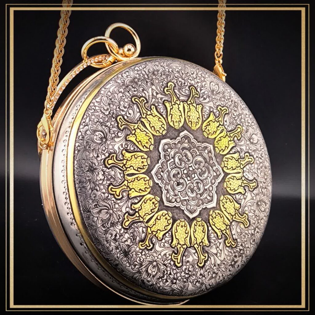 کیف دستی دخترانه گرد گنبدی قلمزنی شده مدل گهر