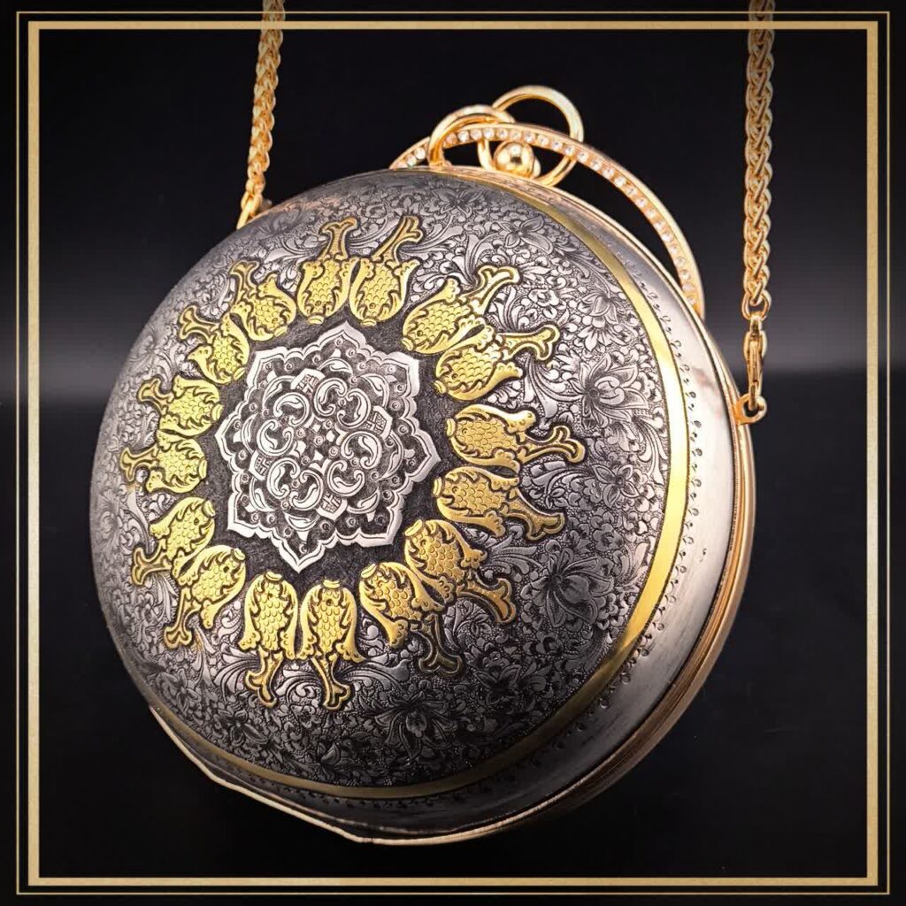 کیف دستی دخترانه گرد گنبدی قلمزنی شده مدل گهر